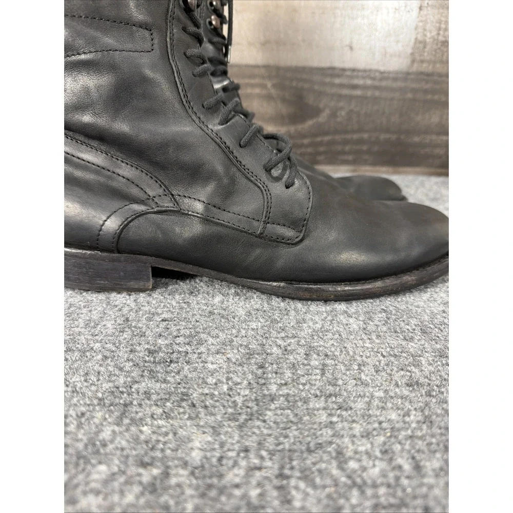 Kenneth Cole Black Leather Tall Combat Boots Made In Italy Men's Size 10 Vintage